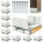 10PCS 6x6 Post Base for Concrete | 1″ Standoff, White E-Coated | For Deck, Pergola & Patio (Screws Included)