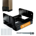 1PCS 6×6 Post Base for Concrete | 1″ Standoff, Black E-Coated | For Deck, Pergola & Patio (Screws Included)