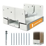 1PCS 6x6 Post Base for Concrete | 1″ Standoff, White E-Coated | For Deck, Pergola & Patio (Screws Included)