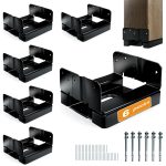 6PCS 6×6 Post Base for Concrete | 1″ Standoff, Black E-Coated | For Deck, Pergola & Patio (Screws Included)